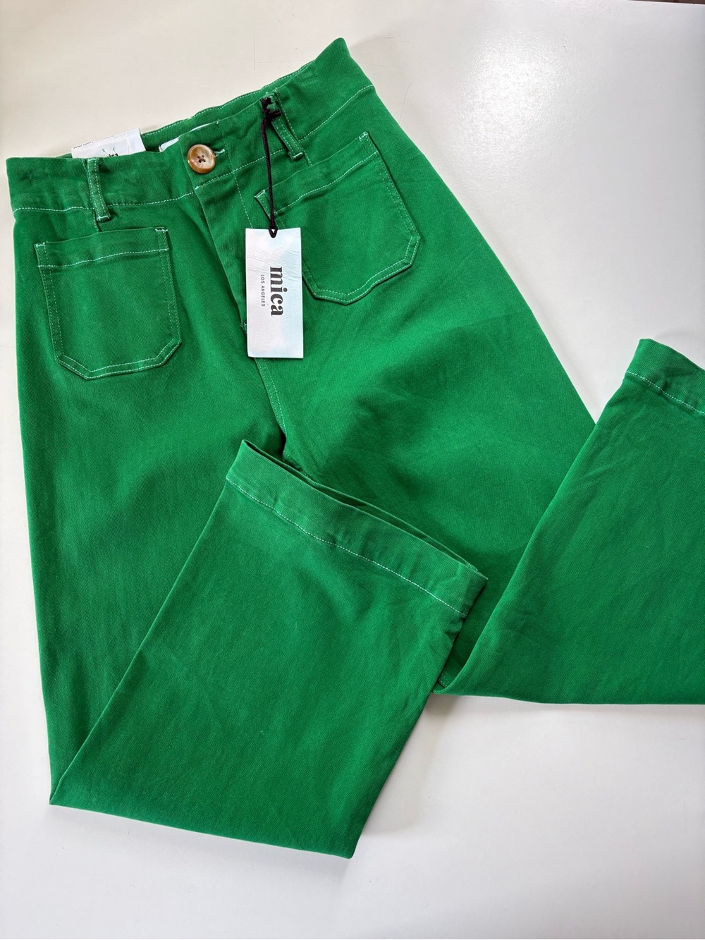 Mica Los Angeles NWT Green Wide Leg Cropped Pants 27